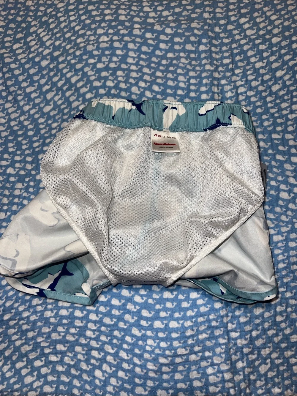 Hanna Andersson Light Blue Shark Swim Shorts
